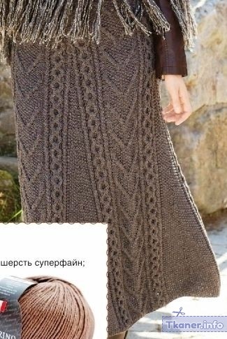 Длинная юбка коричневая с рисунком